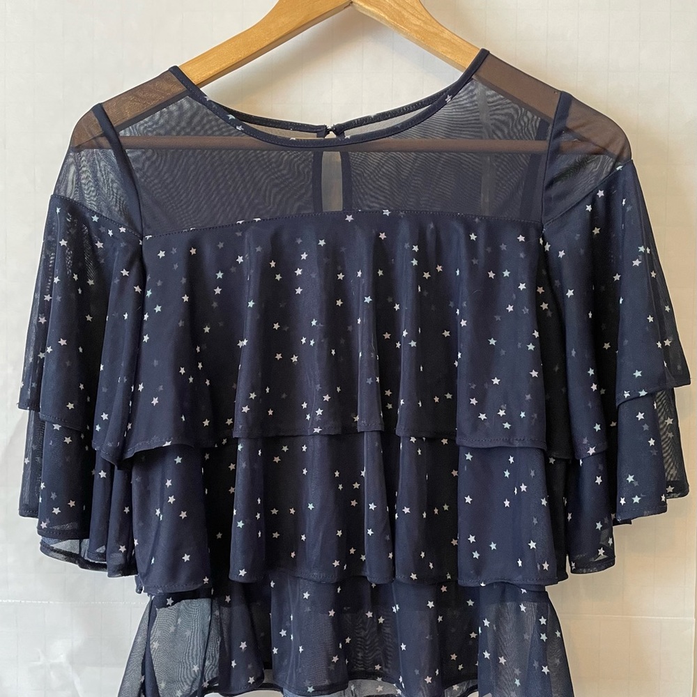 Navy blouse with white stars